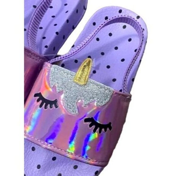 Toddler Unicorn Sandals Purple Polka Dot Sandals‎ Size 5/6 - Picture 3 of 3